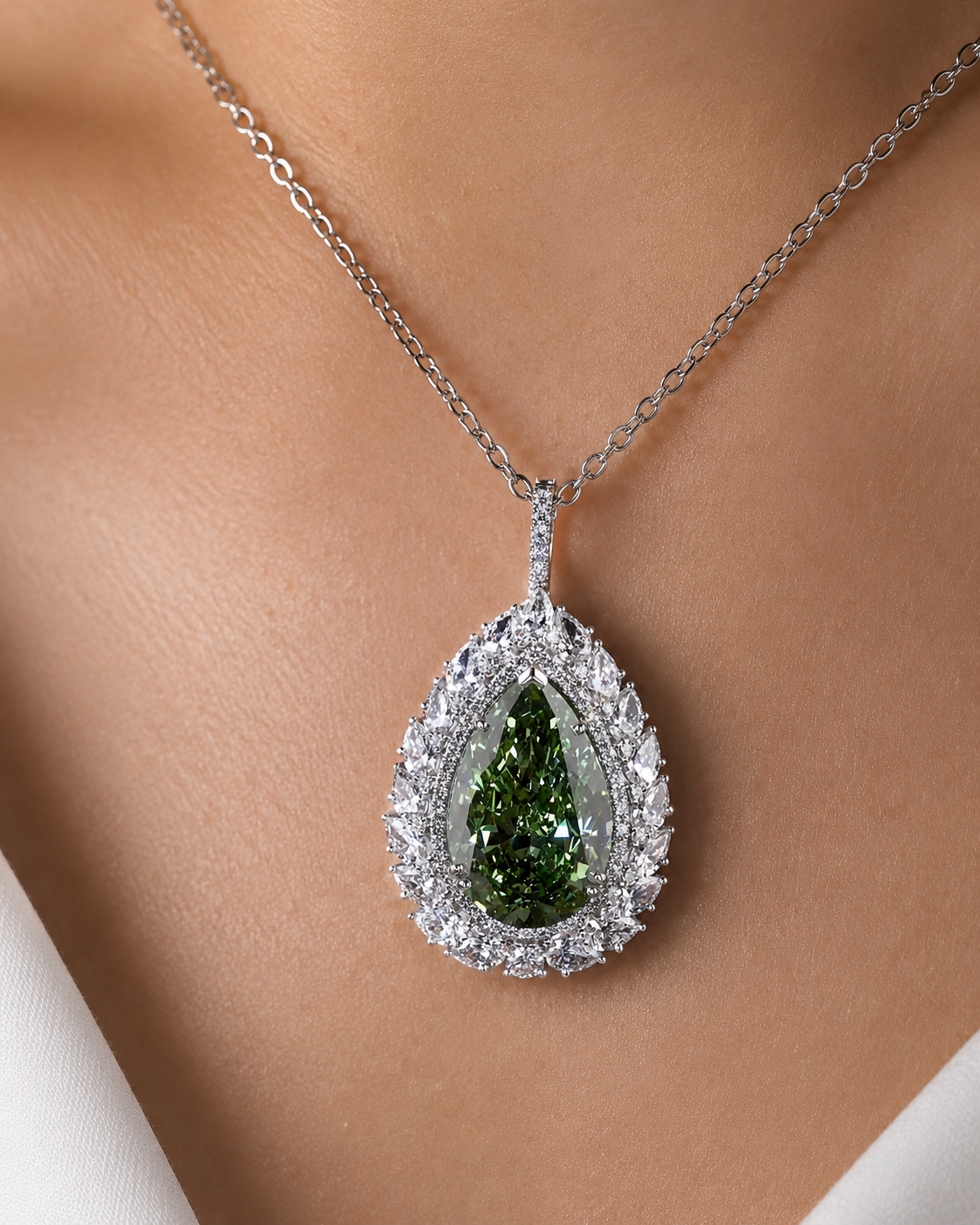 10.02 ct. Green Lab Diamond Halo Convertible Pendant Ring