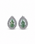 1.18 ct. Green Lab Diamond Halo Stud Earrings