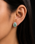 1.18 ct. Green Lab Diamond Halo Stud Earrings