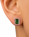 1.09 ct. Green Lab Diamond Halo Stud Earrings