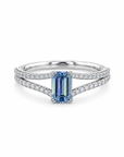 0.74 ct. Blue Lab Diamond Solitaire (Pavé) Ring