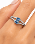 0.74 ct. Blue Lab Diamond Solitaire (Pavé) Ring