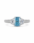1.08 ct. Blue Lab Diamond Side Stone Ring