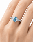 1.08 ct. Blue Lab Diamond Side Stone Ring