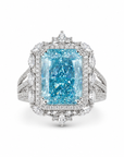 10.30 ct. Blue Lab Diamond Halo Ring