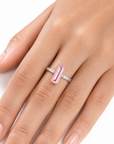 5.10 ct. Pink Emerald Lab Diamond Solitaire Ring