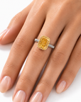6.55 ct. Yellow Cushion Lab Diamond Solitaire Ring