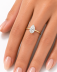 0.70 ct. White Pear Natural Diamond Solitaire Ring