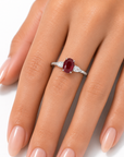 1.01 ct. Red Oval Natural Ruby Three-Stone Ring