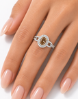 0.97 ct. Yellow Oval Natural Diamond Halo Ring