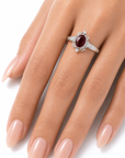 1.01 ct. Red Oval Natural Ruby Halo Ring