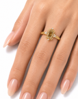 0.81 ct. Yellow Oval Natural Diamond Halo Ring