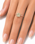 3.68 ct. Green Cushion Natural Diamond Solitaire Ring