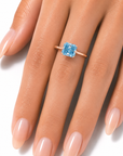 1 ct. Blue Radiant Lab Diamond Solitaire Ring