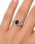 1.01 ct. Red Natural Ruby Halo Ring