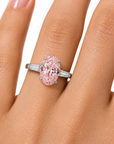 4.51 ct. Pink Oval Lab Diamond Three-Stone Ring