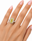 3.02 ct. Yellow Radiant Lab Diamond Halo Ring