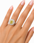 4.06 ct. Yellow Cushion Lab Diamond Halo Ring