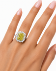 6.18 ct. Yellow Cushion Lab Diamond Halo Ring