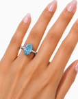 3.06 ct. Blue Oval Lab Diamond Halo Ring