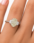 3.04 ct. Yellow Oval Lab Diamond Three-Stone Ring