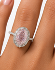 6.05 ct. Pink Oval Lab Diamond Halo Ring