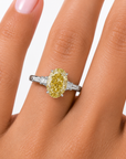 1.88 ct. Yellow Oval Lab Diamond Three-Stone Ring
