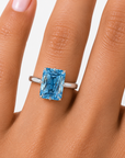 7.03 ct. Blue Radiant Lab Diamond Solitaire Ring