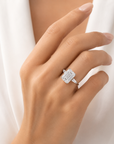 7.08 ct. White Emerald Lab Diamond Three-Stone Ring