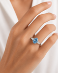 2.07 ct. Blue Oval Lab Diamond Three-Stone Ring