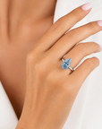 5.40 ct. Blue Pear Lab Diamond Solitaire Ring