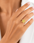 7.05 ct. Yellow Radiant Lab Diamond Solitaire Ring