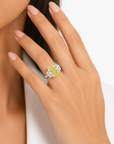 5.27 ct. Yellow Radiant Lab Diamond Three-Stone Ring