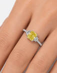 2.26 ct. Yellow Lab Diamond Side Stone Ring