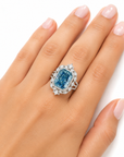10.12 ct. Blue Radiant Lab Diamond Halo Ring
