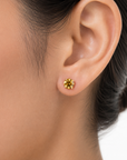 4.05 ct. Yellow Old Mine Round Lab Diamond Earrings