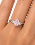 1.45 ct. Pink Pear Lab Diamond Three-Stone Ring