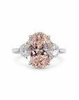 5.01 ct. Pink Oval Lab Diamond Three-Stone Ring