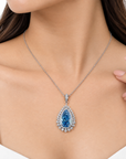 10.85 ct. Blue Lab Diamond Halo Pendant