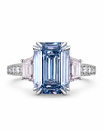 5.08 ct. Blue Lab Diamond Side Stone Ring