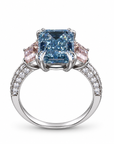 5.08 ct. Blue Lab Diamond Side Stone Ring