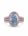 6.01 ct. Blue Lab Diamond Halo (Pavé) Ring