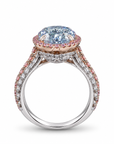 6.01 ct. Blue Lab Diamond Halo (Pavé) Ring