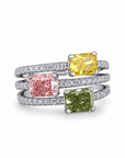3.21 ct. Tri-Color Lab Diamond 3-Piece Ring