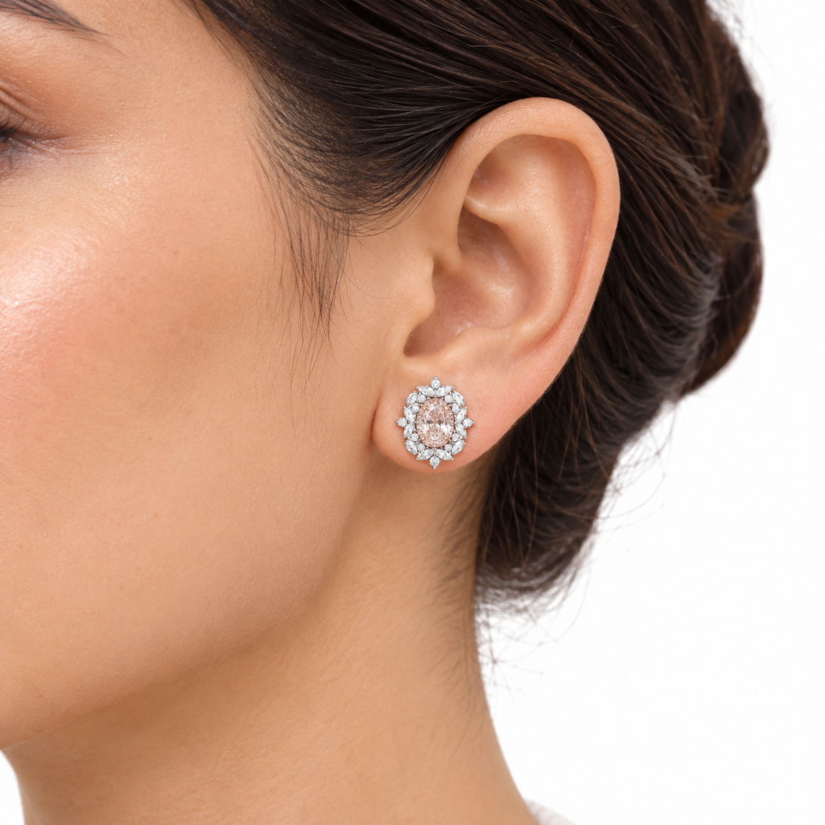 2.28 ct. Pink Oval Lab Diamond Pendant &amp; Earrings Set
