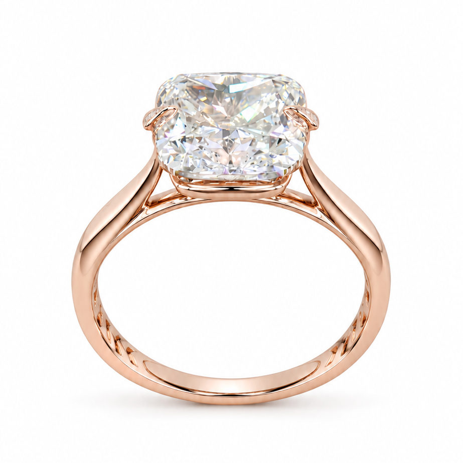 3.53 ct. White Cushion Lab Diamond Ring