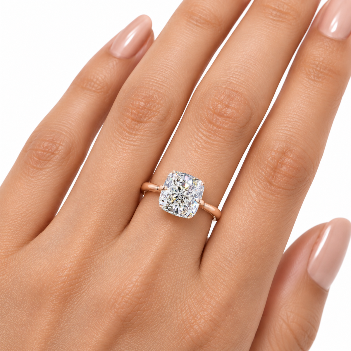 3.53 ct. White Cushion Lab Diamond Ring