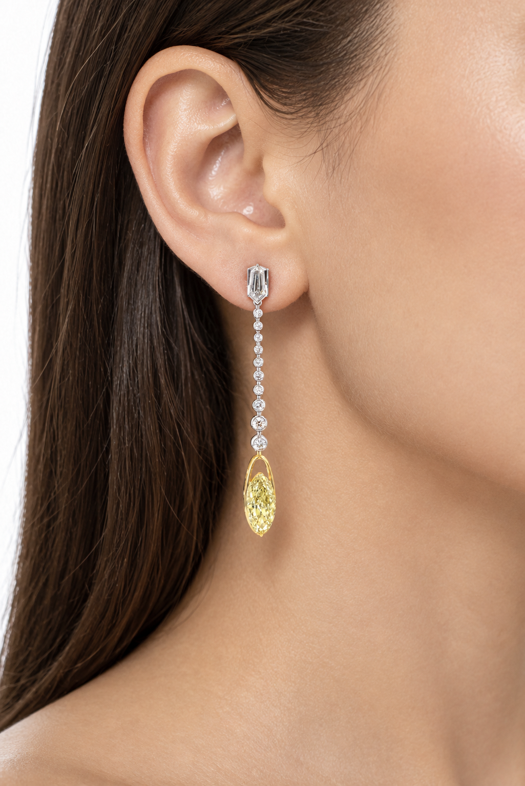3.07 ct. Yellow Oval Lab Diamond Drop Earrings