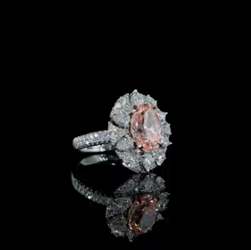 3.01 ct. Pink Lab Diamond Halo Ring