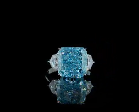 8.30 ct. Blue Lab Diamond Halo Ring